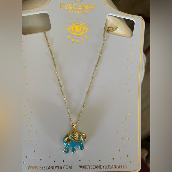 Teal Elephant Necklace - Picture 5 of 5